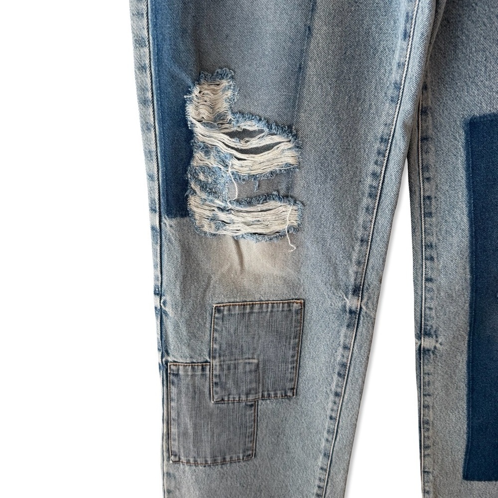 SER.O.YA Heidi Blue Patchwork Jeans denim straight leg pants NWT $370 sz 28 - Picture 9 of 13